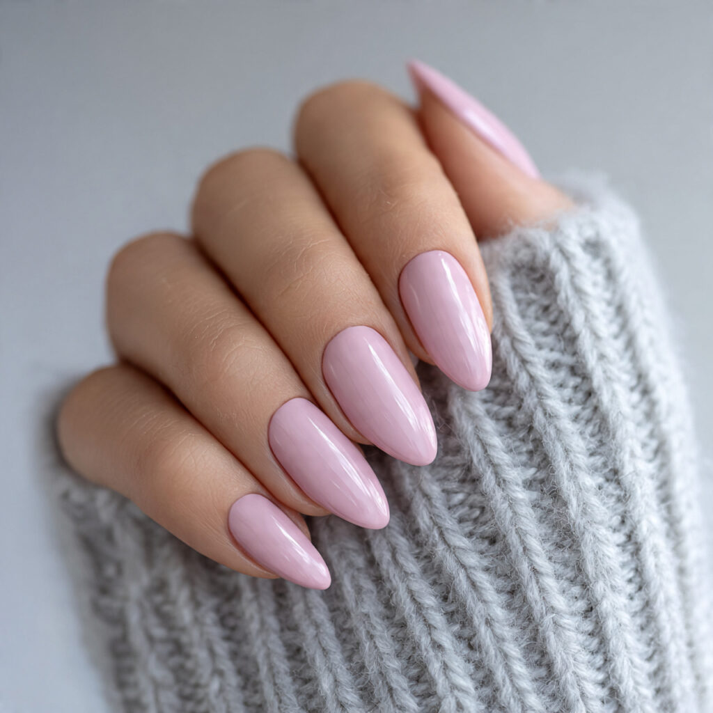 millennial pink almond nails pair the trendy