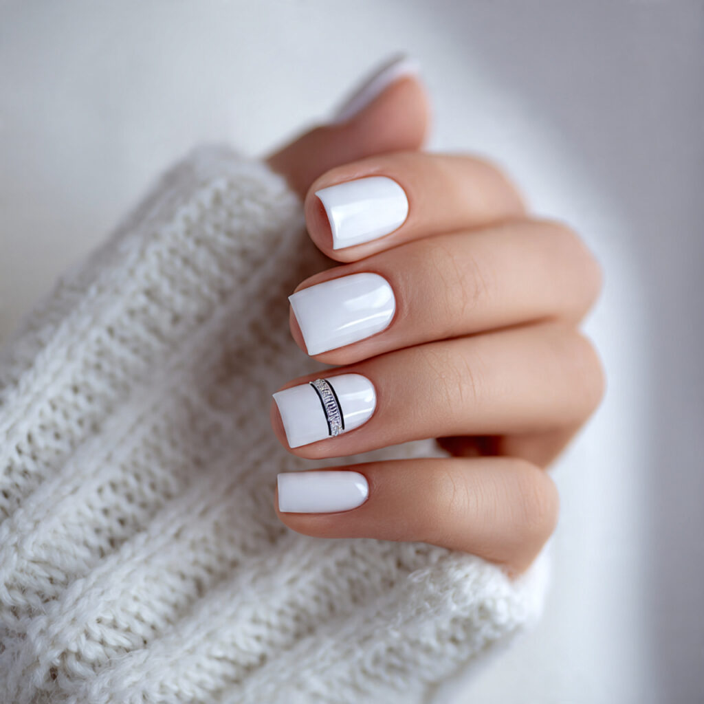 minimal accent nail designs keep white manicures