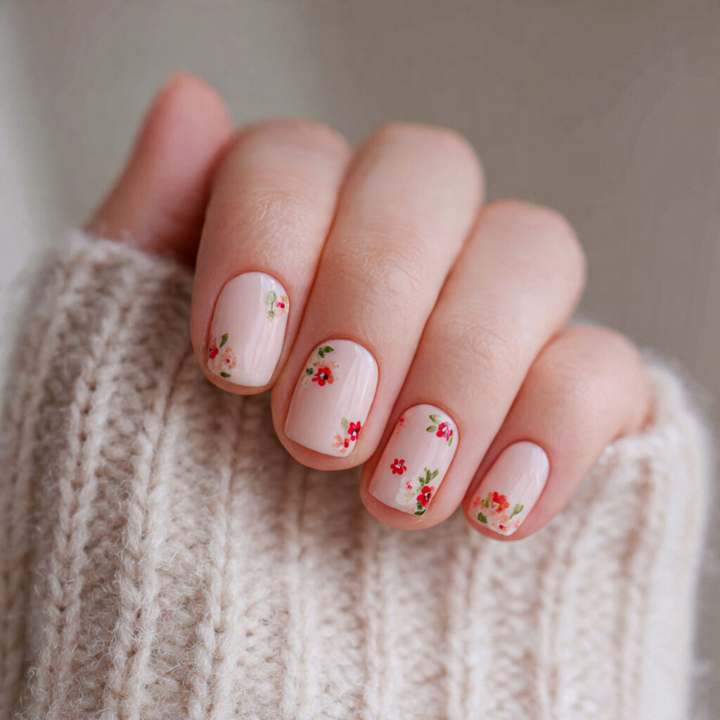 minimal cute flower nails add a soft