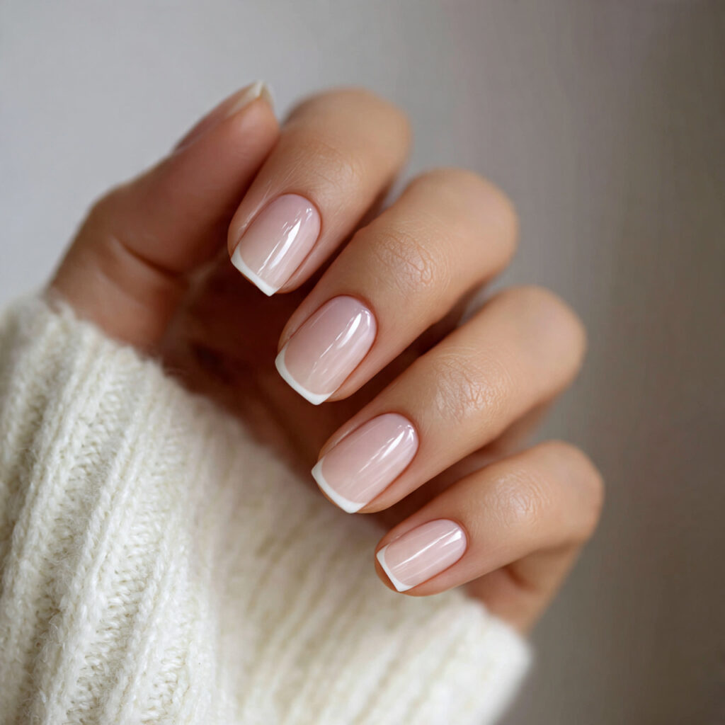 minimal french base nails are trending in
