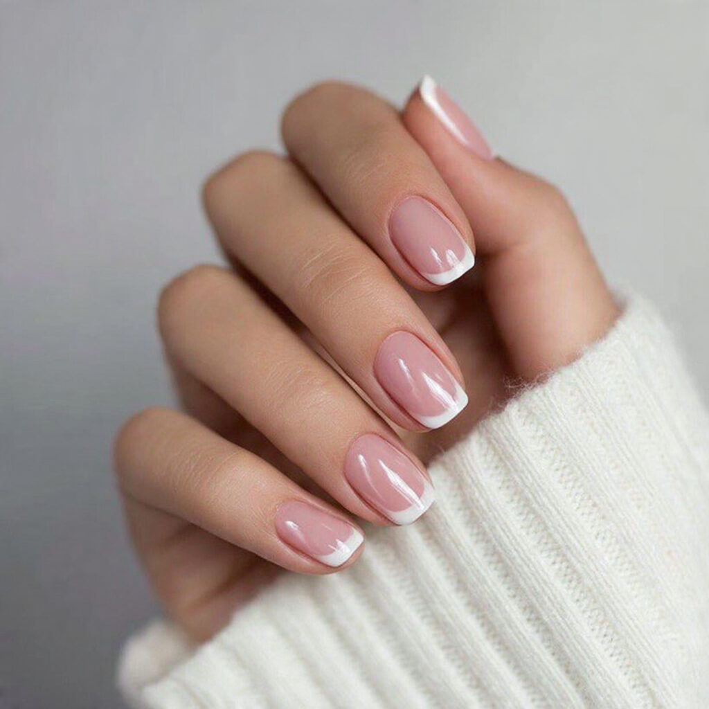 minimal french tip nails give a classic