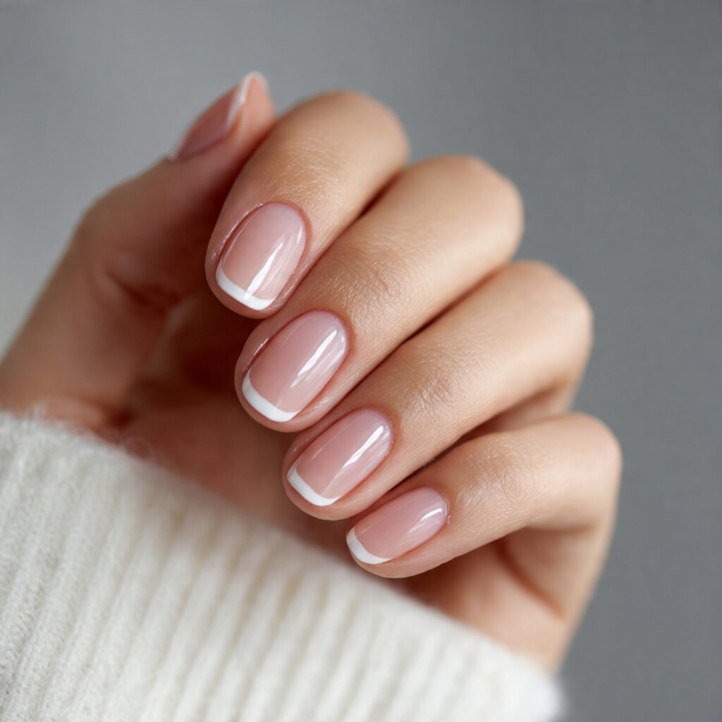 minimal french tips feel structured and timeless