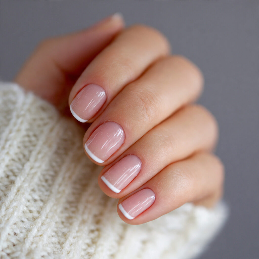 minimal french tips on short nails