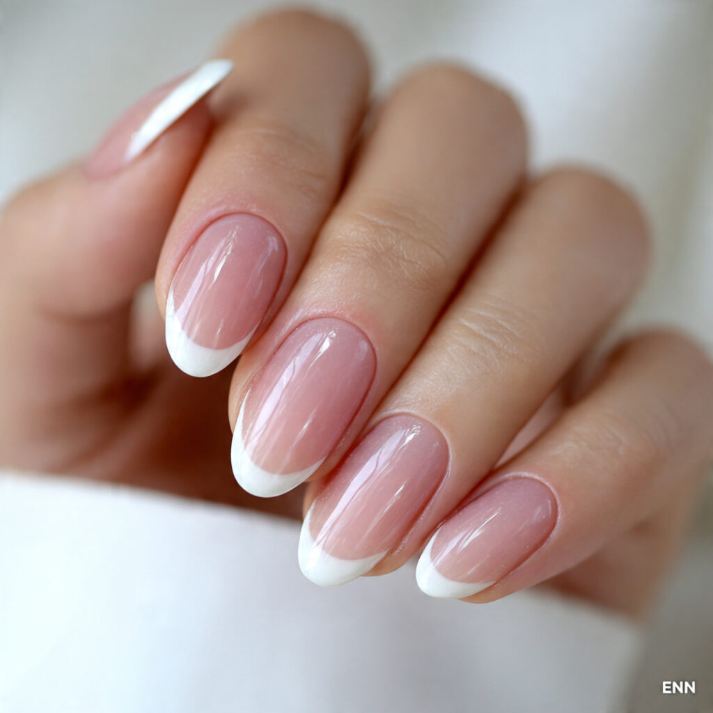 minimal french tips with soft edges create
