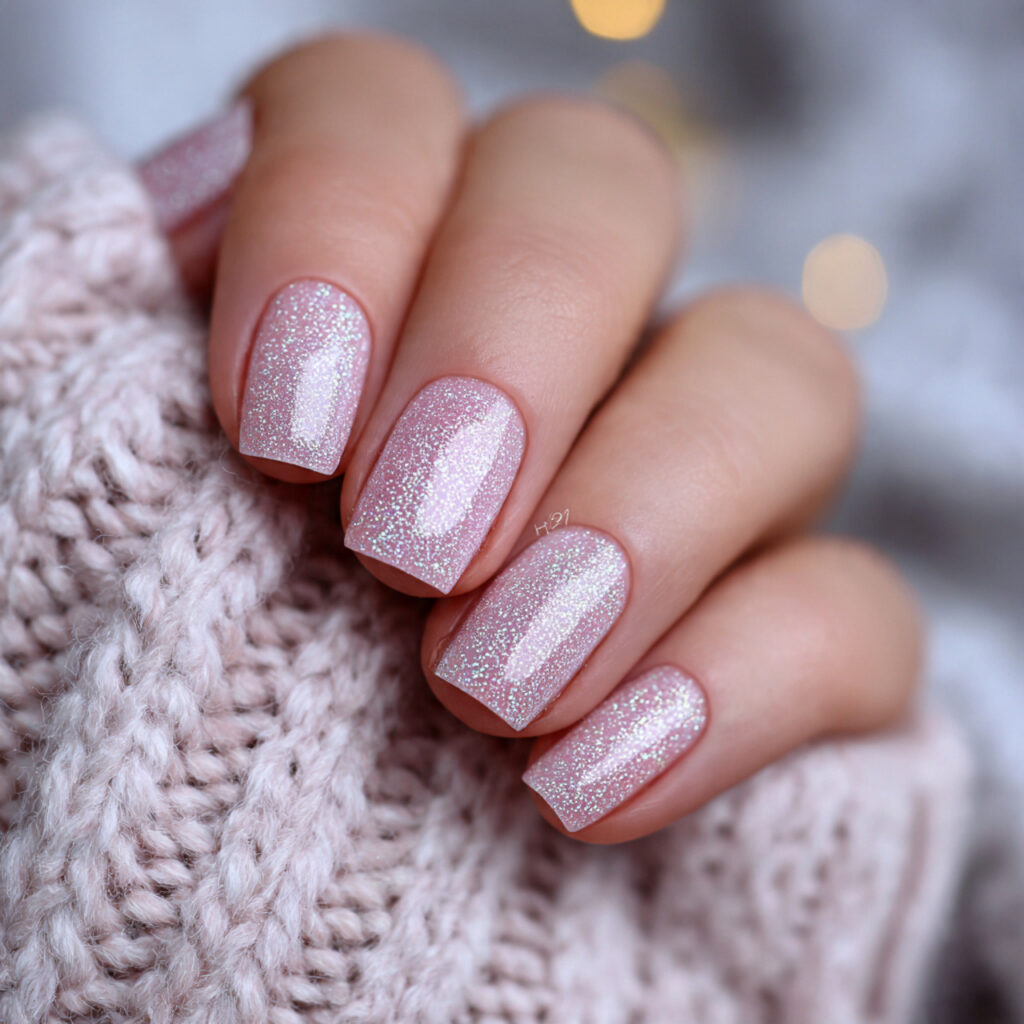 minimal frosted winter nails with soft shine