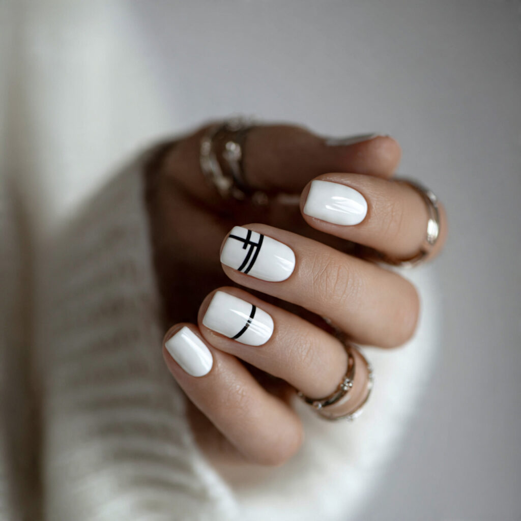 minimal graphic accent nails look expensive because