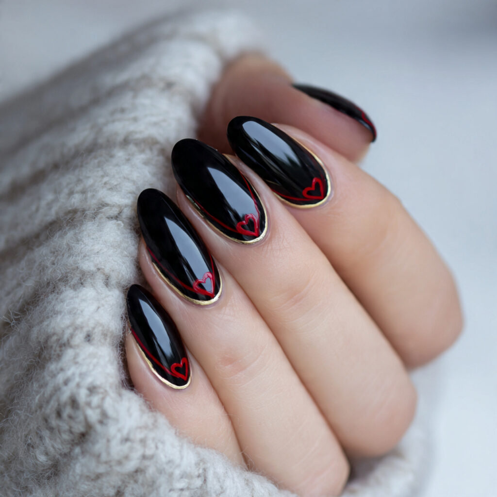 minimal heart accent nails