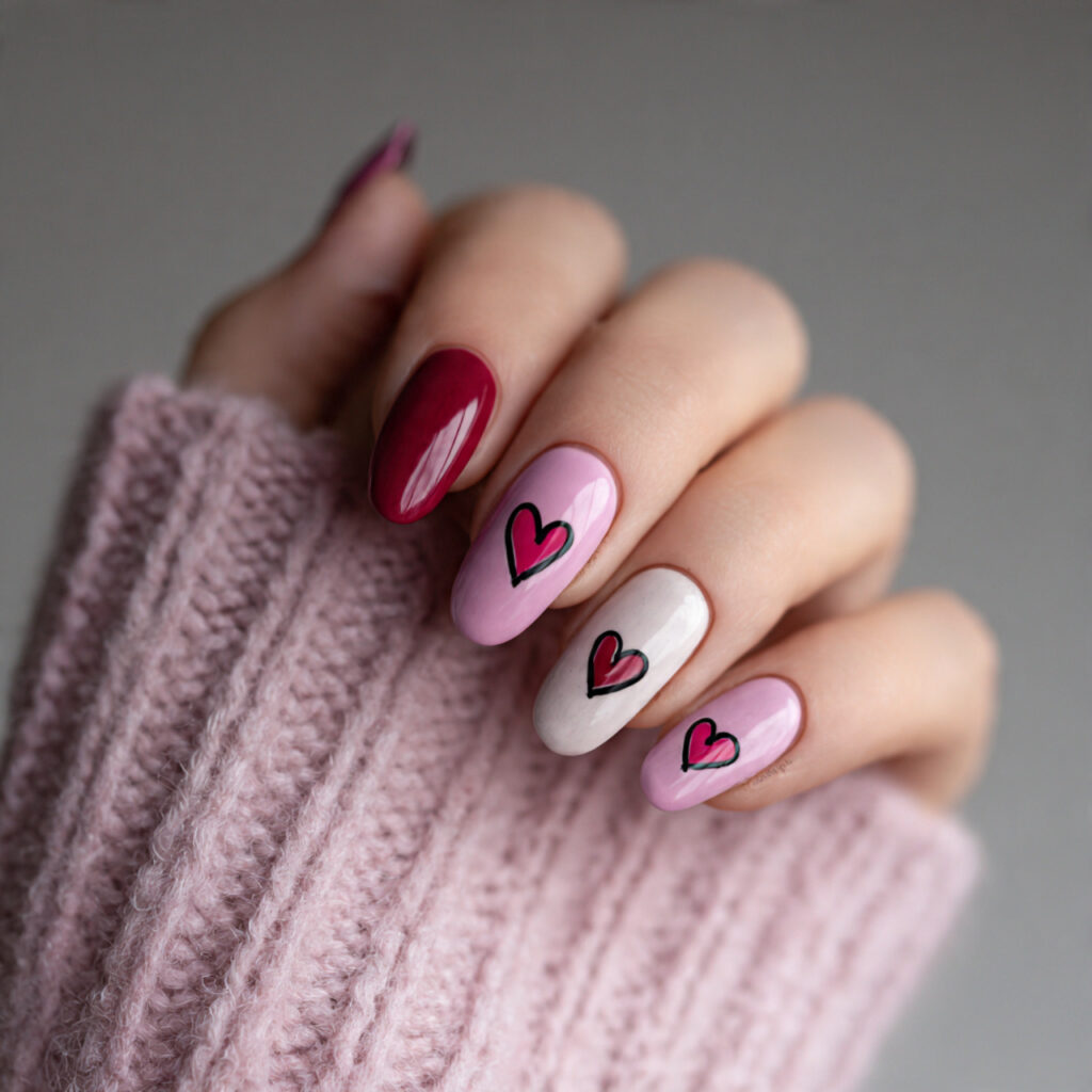 27 Heart Nail Designs for Romantic & Classy Nails 9 minimal heart nail designs with line art
