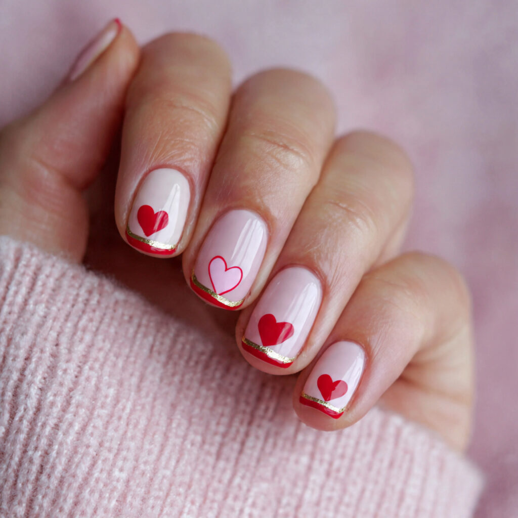 minimal heart nails for a sweet romantic