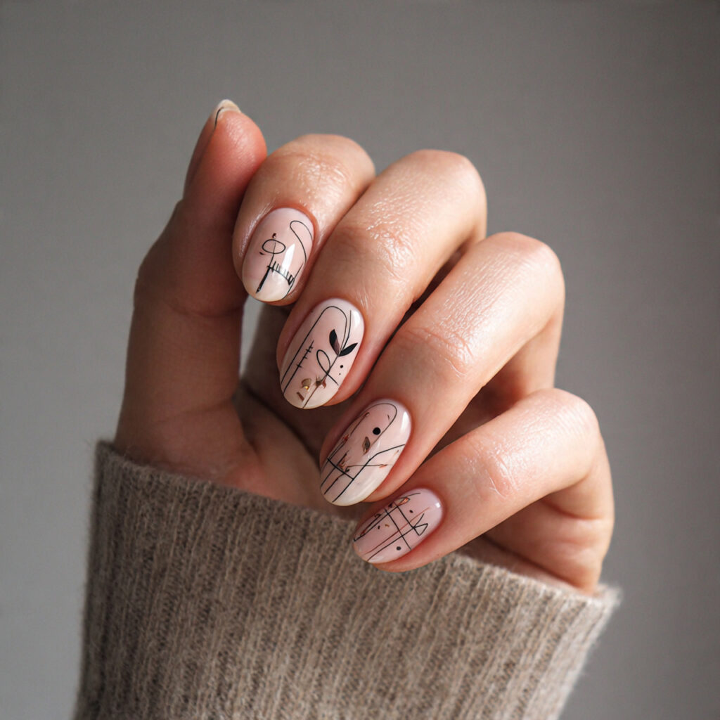 minimal line art nails are trending in