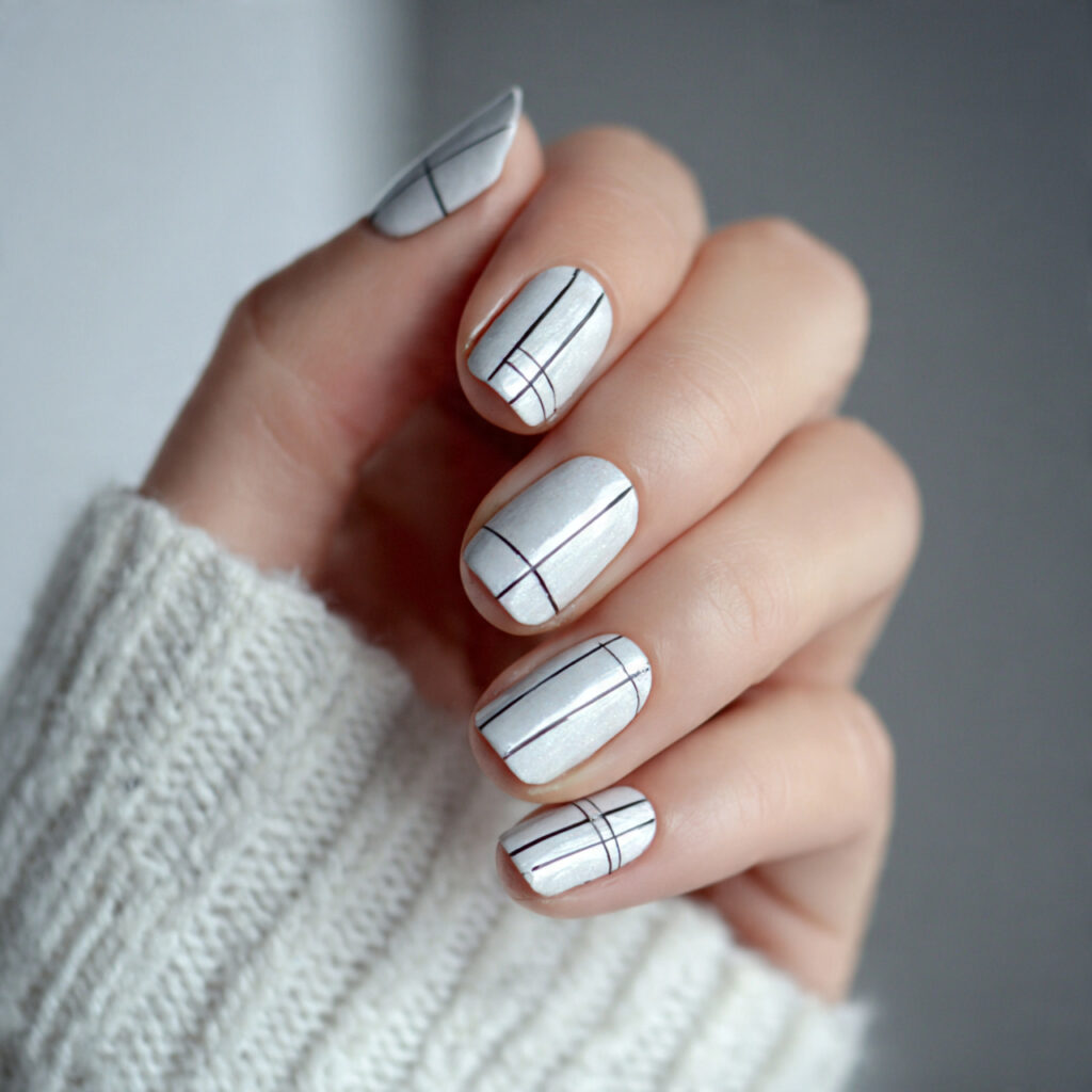 minimal line nail art