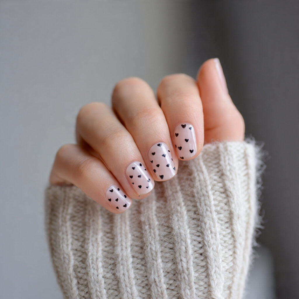 minimal love dot nails focus on tiny