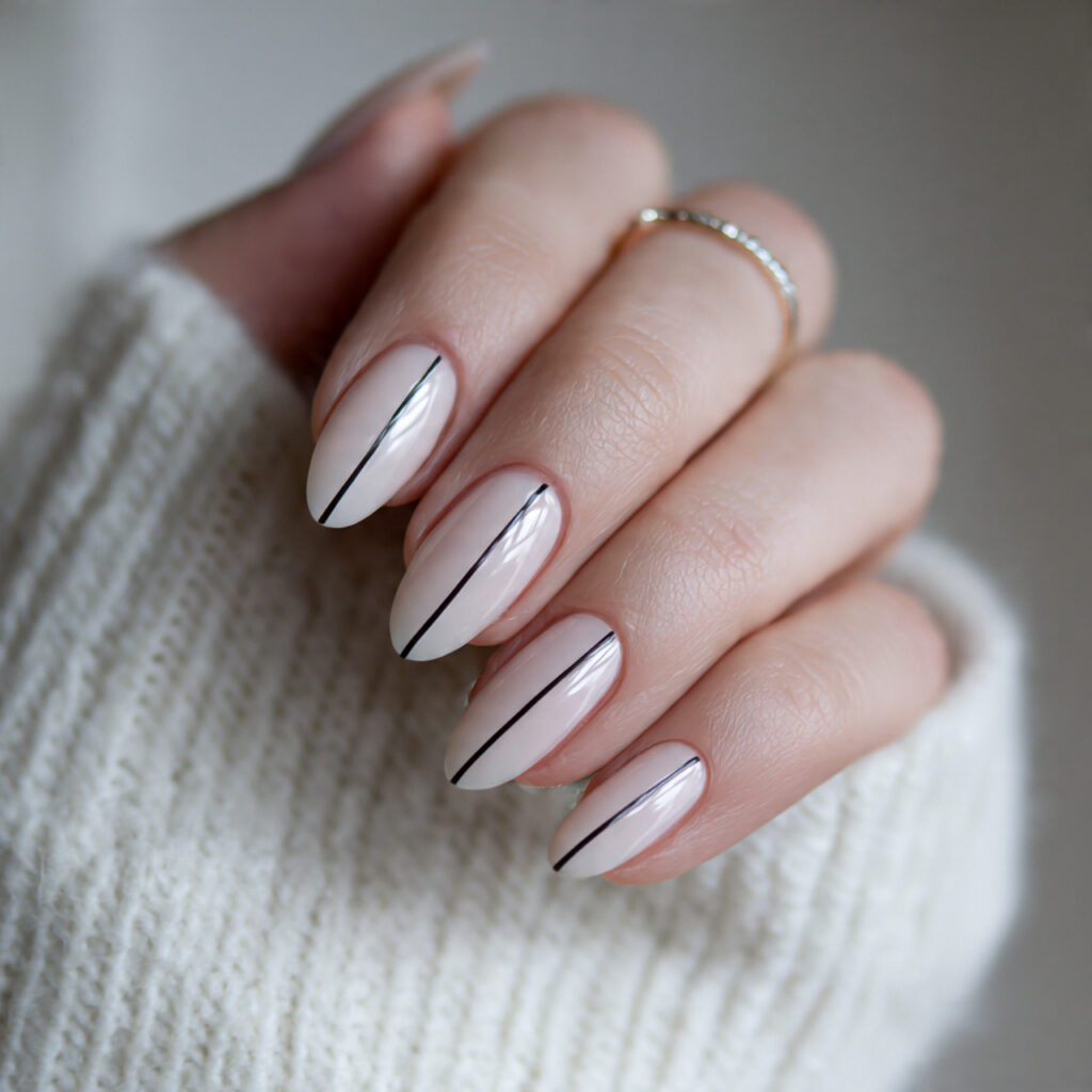 minimal nails with a thin line feel