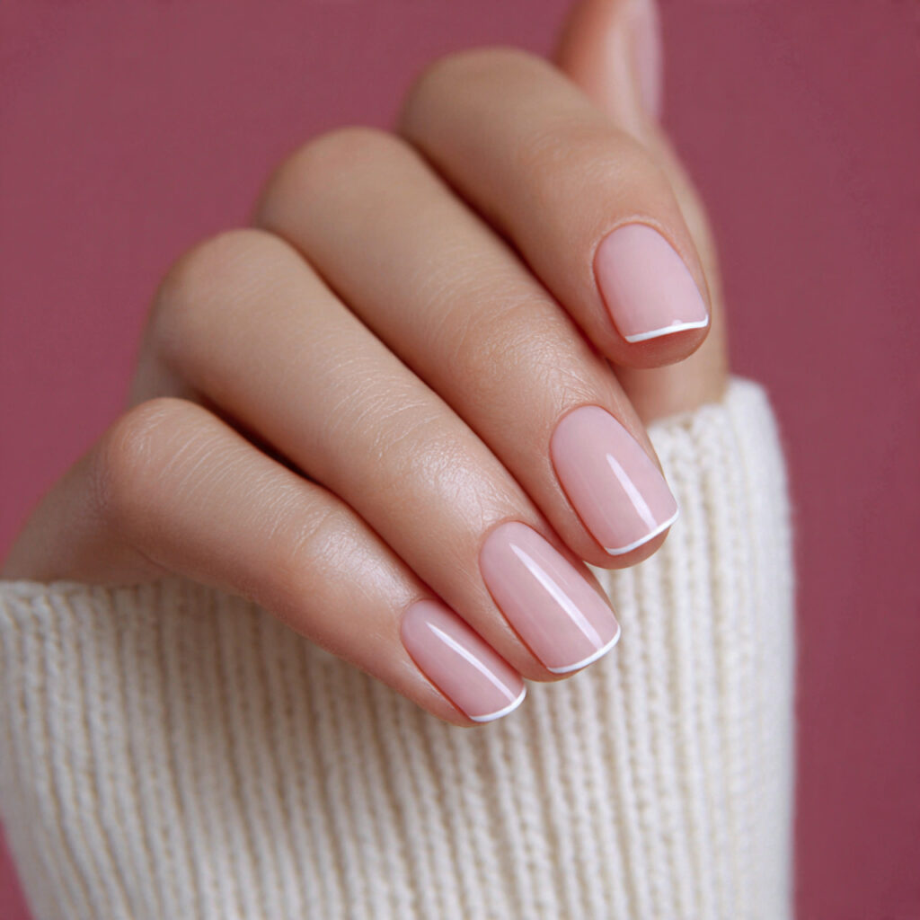 minimal nails with a thin white line