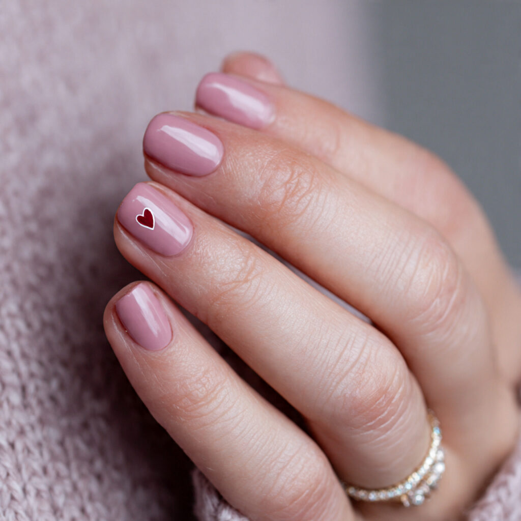 27 Heart Nail Designs for Romantic & Classy Nails 2 minimal nails with tiny heart accent
