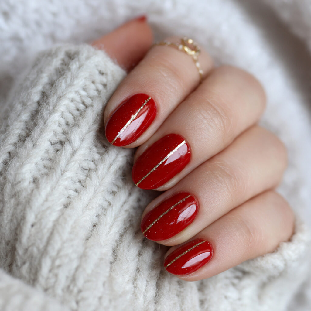 26 Red Valentine Nails Perfect for Short & Classy Designs 21 minimal red valentine nails with thin gold