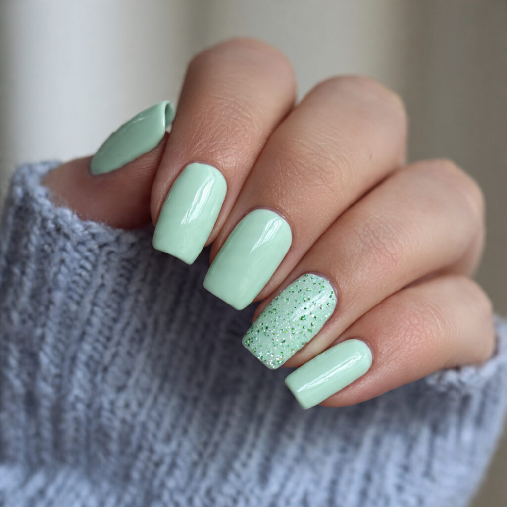 mint green nails