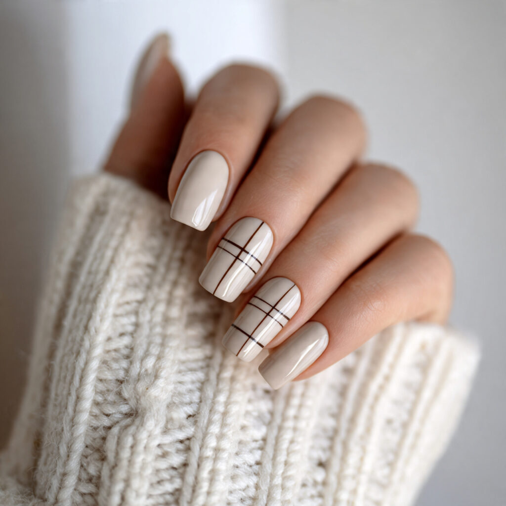 modern minimal beige january nails focus on