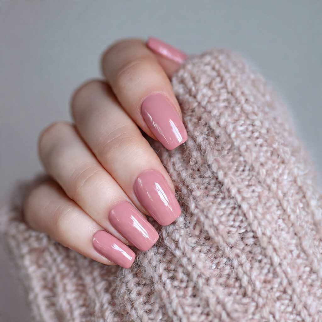muted rose cozy february nails add warmth