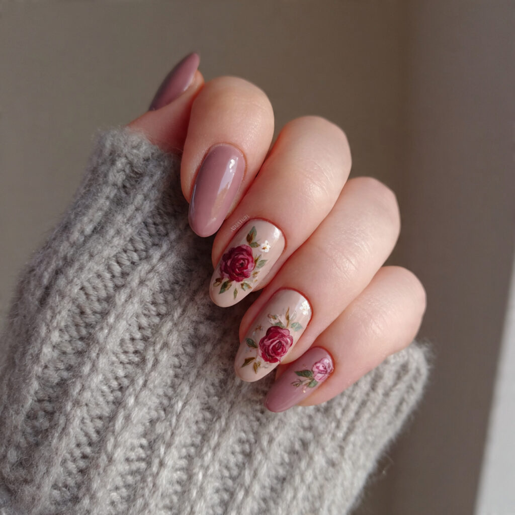muted rose nails