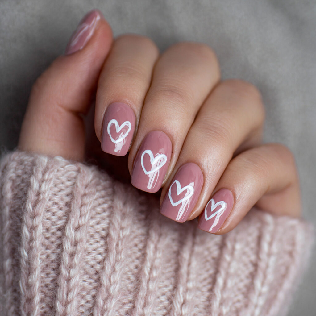 nail art design featuring a dusty rose