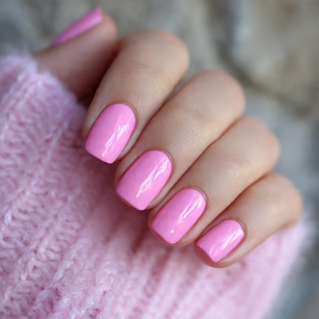 nails in bubblegum pink