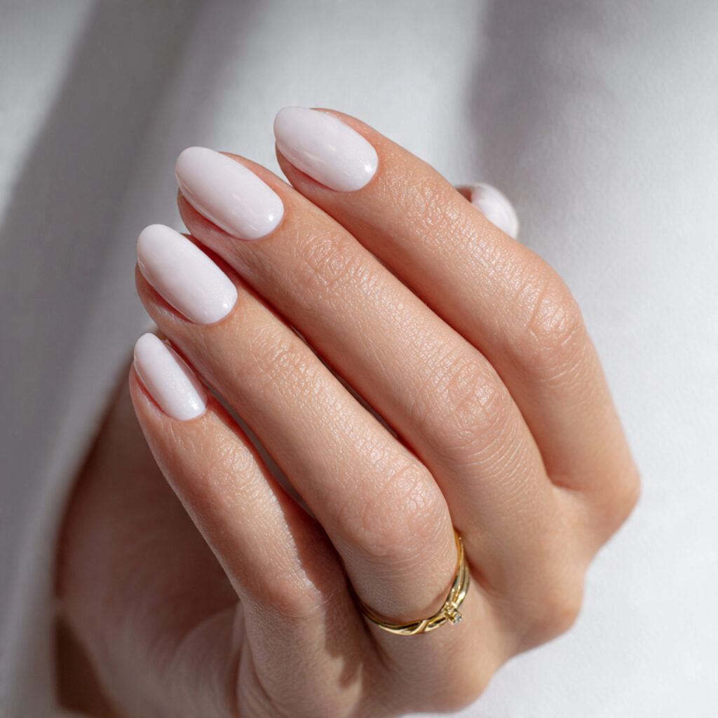 nails with a minimal white curve feel