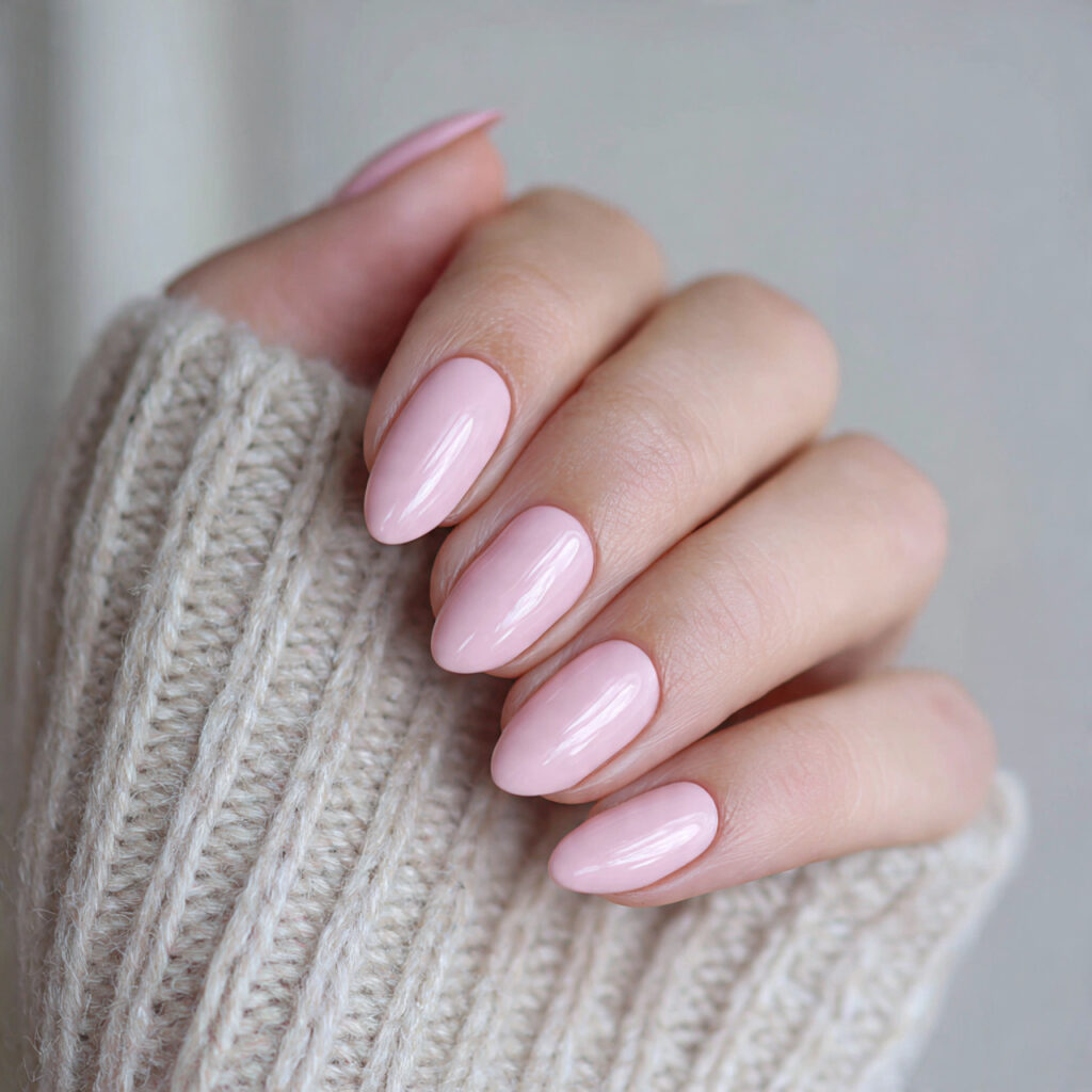nails with a soft pink base feel