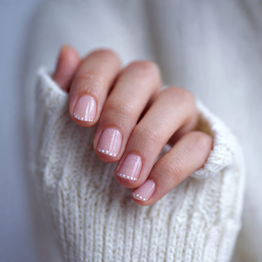 nails with a soft pink cuticle dot