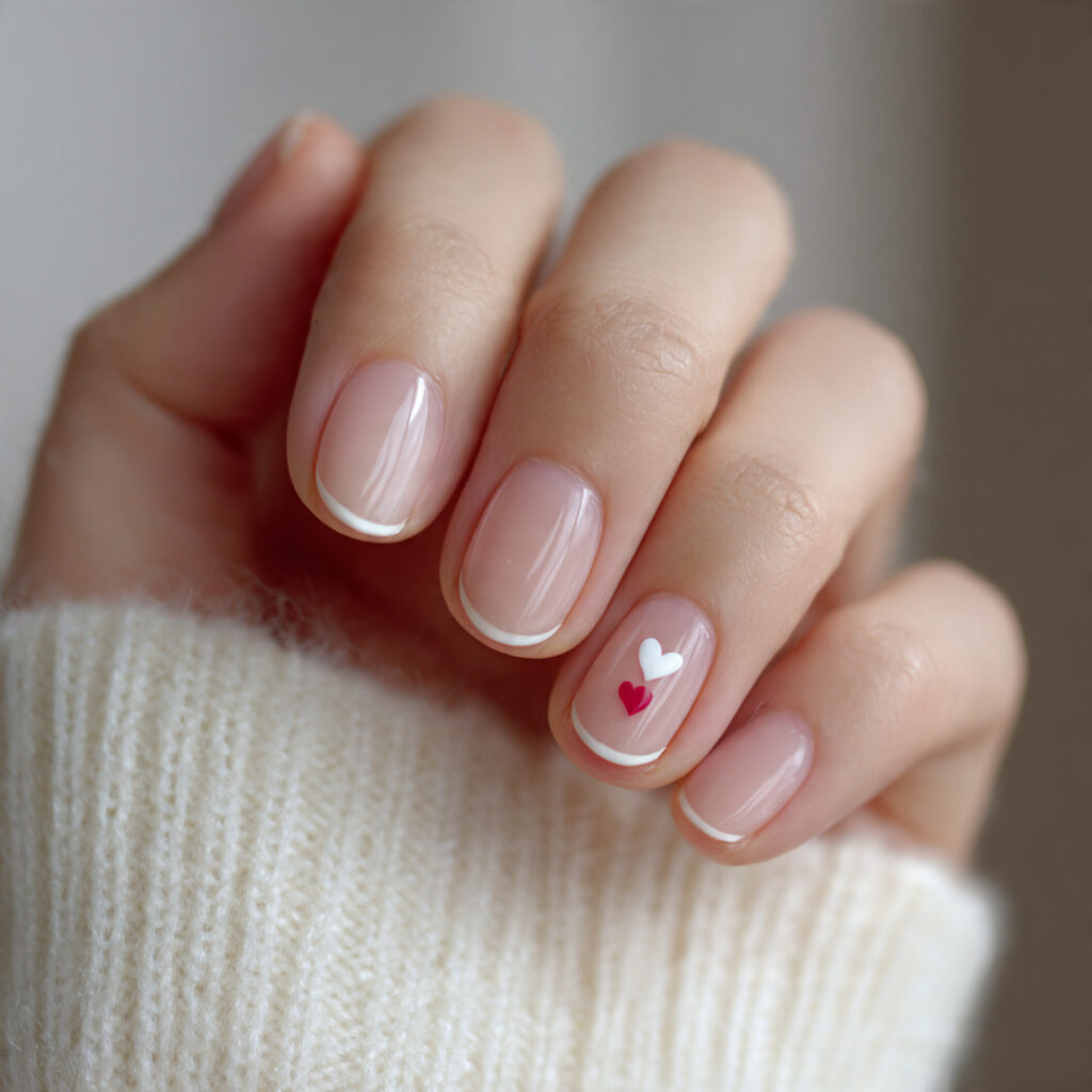 nails with a tiny heart accent create