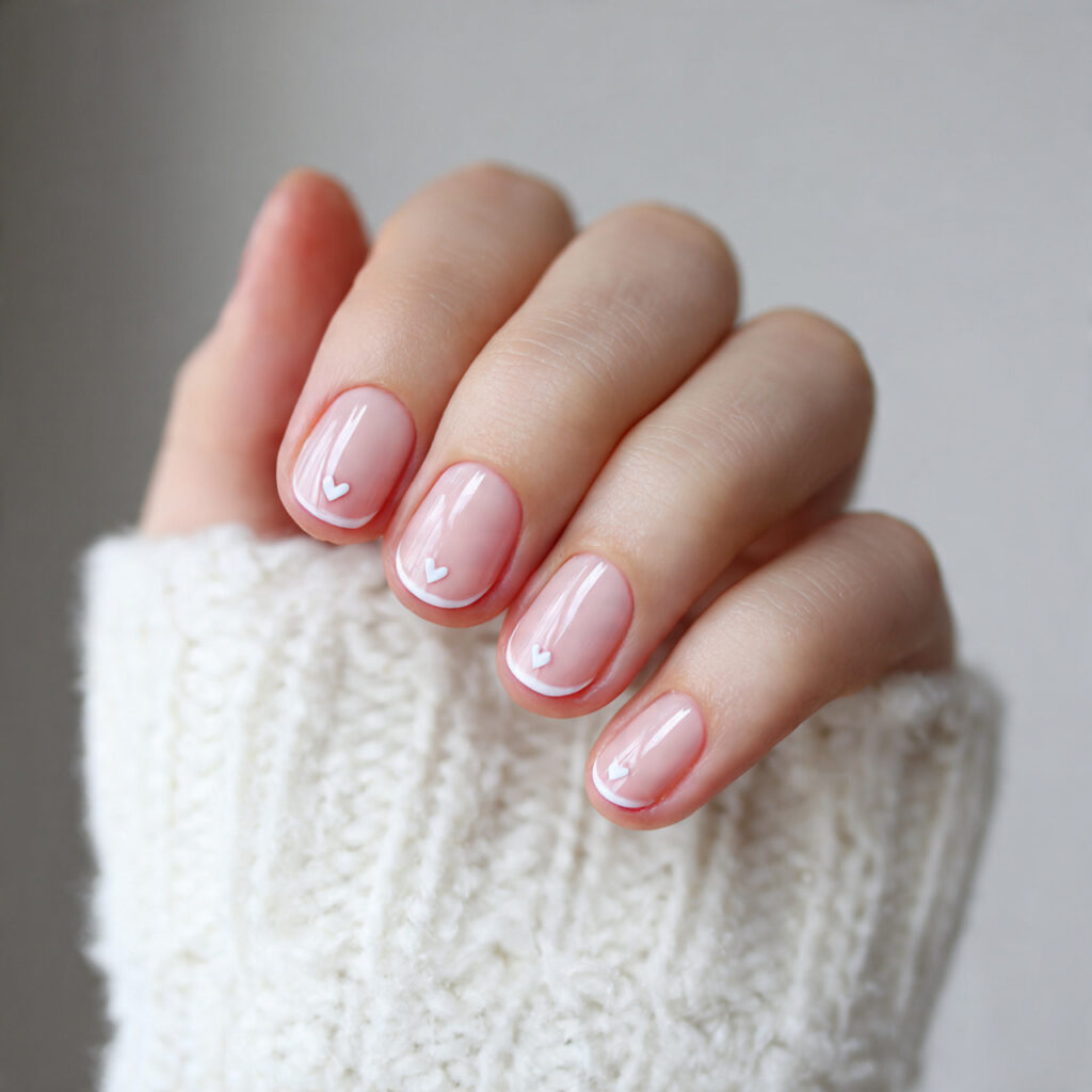 nails with a tiny heart detail feel