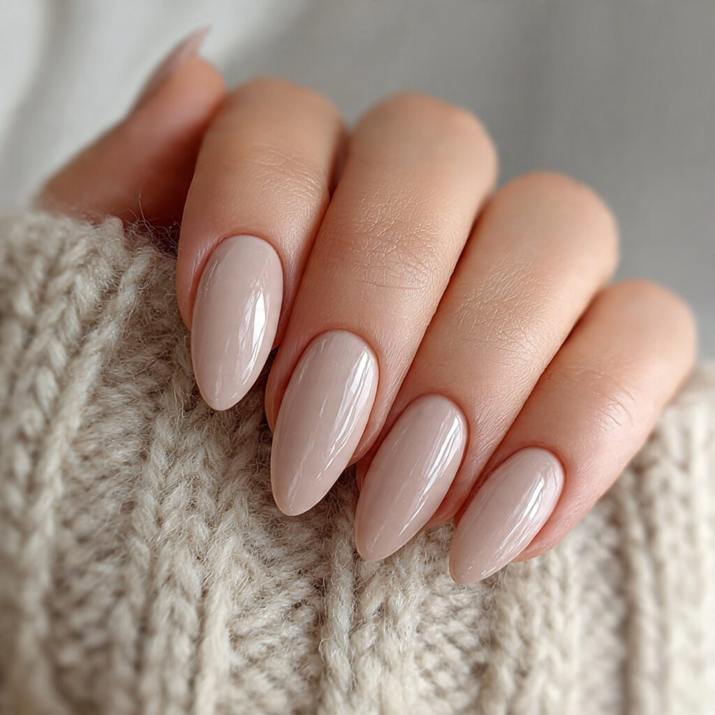 natural beige tone creates understated valentine nails