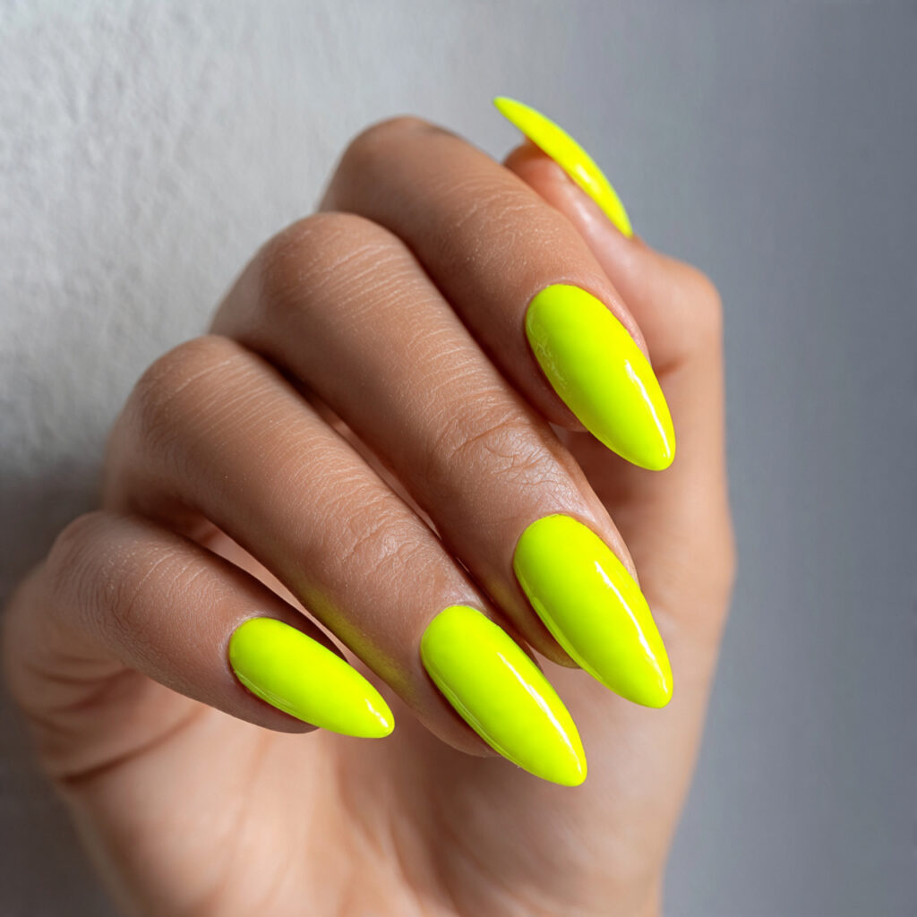 neon yellow nails burst with electric fluorescent