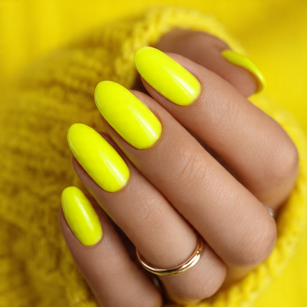 neon yellow nails delivering sunshine inspired brightness that