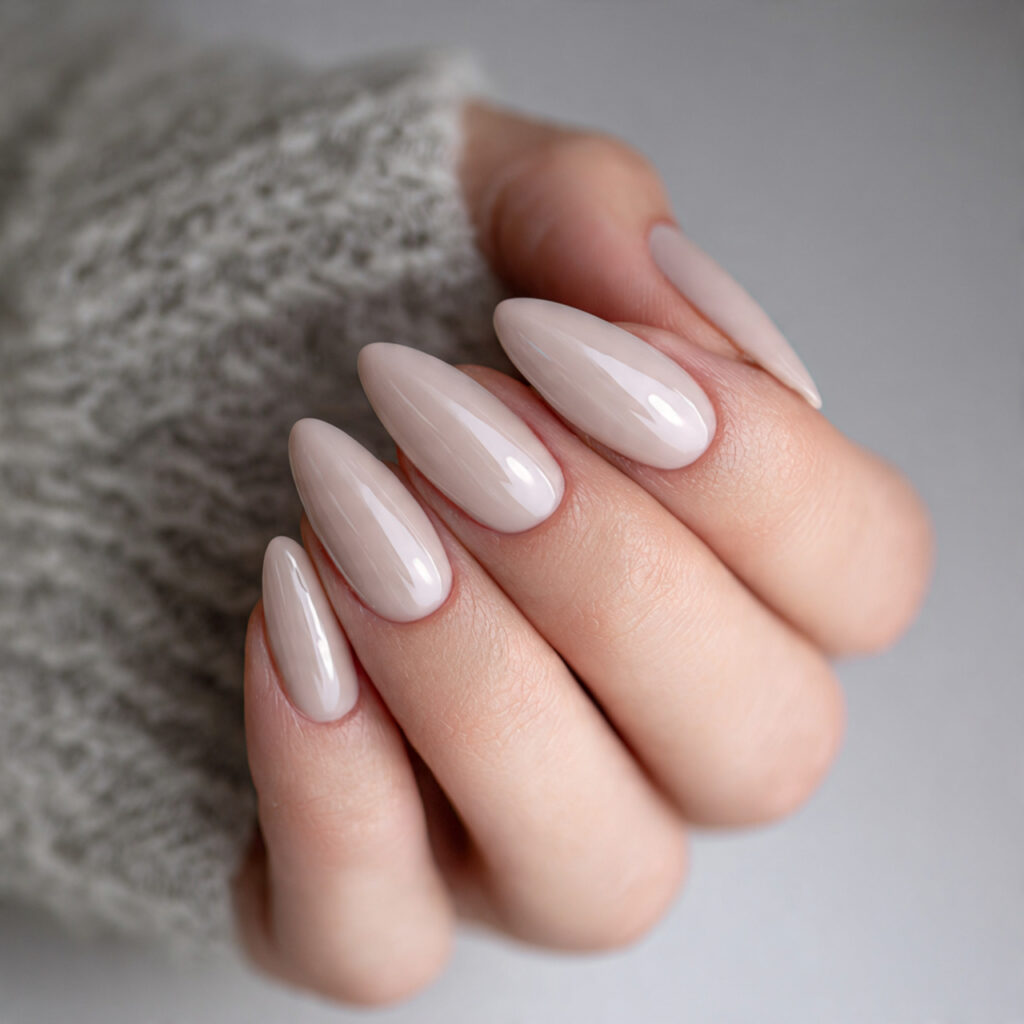 neutral almond nails add elegance while staying
