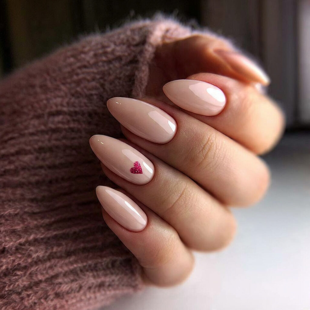 neutral beige almond valentine nails offer a