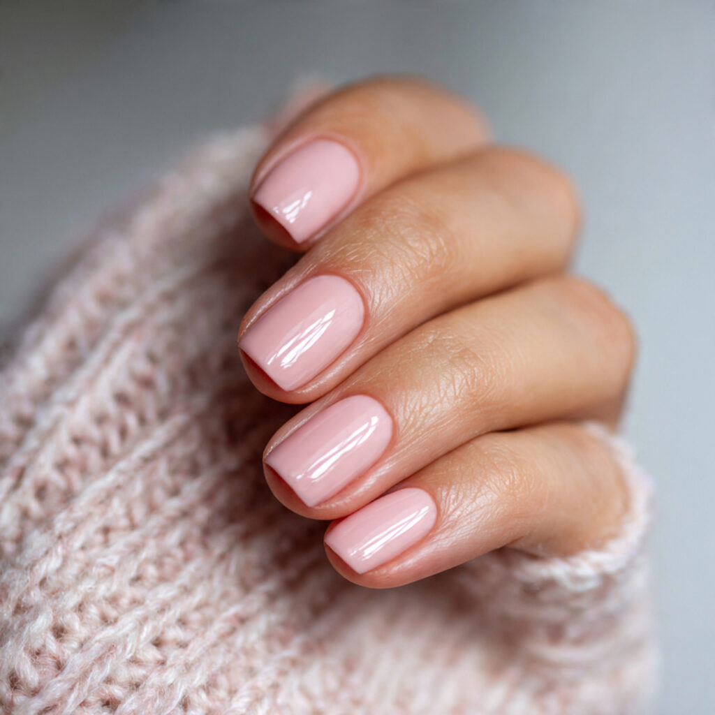 neutral blush nails combine soft pink tones