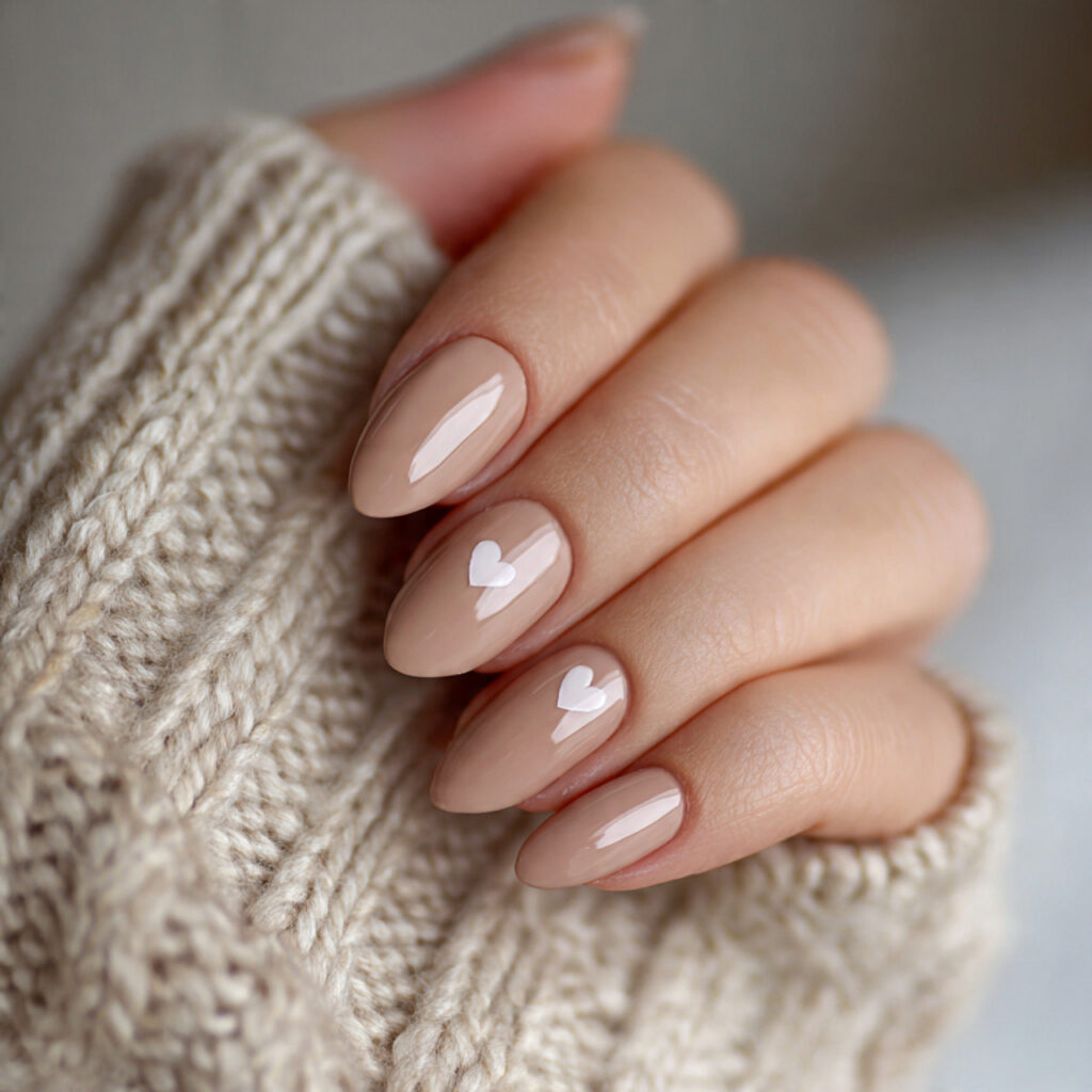 neutral cappuccino winter valentine nails bring gentle