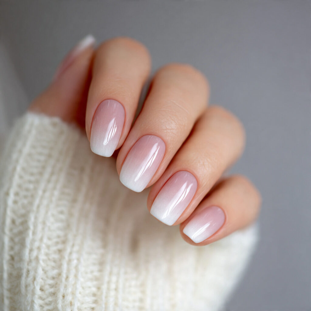neutral french fade winter valentine nails create