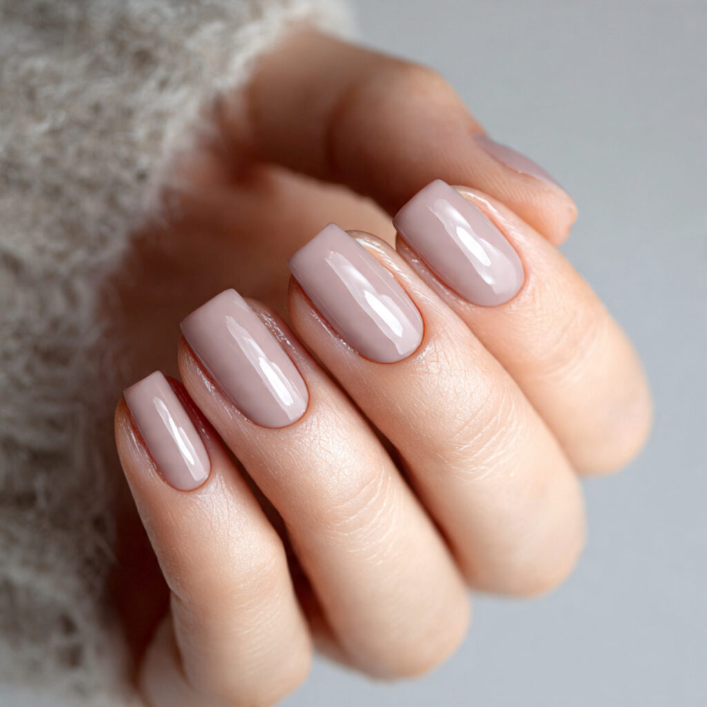 neutral glossy nails
