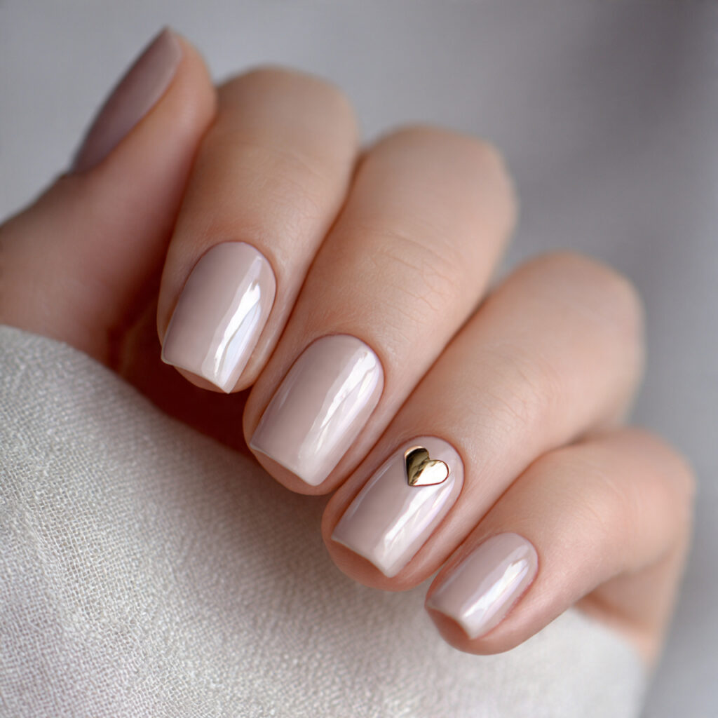neutral glossy nails look sleek and modern