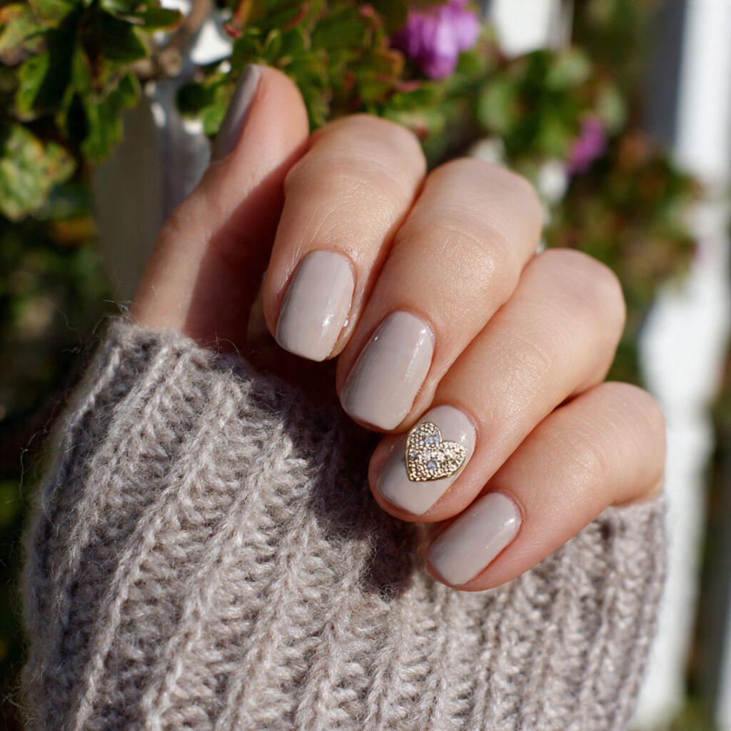 27 Heart Nail Designs for Romantic & Classy Nails 8 neutral heart nails with a single accent