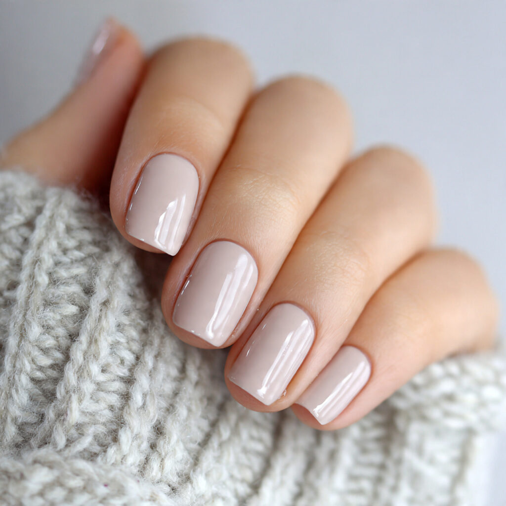 neutral nails with a soft gloss finish