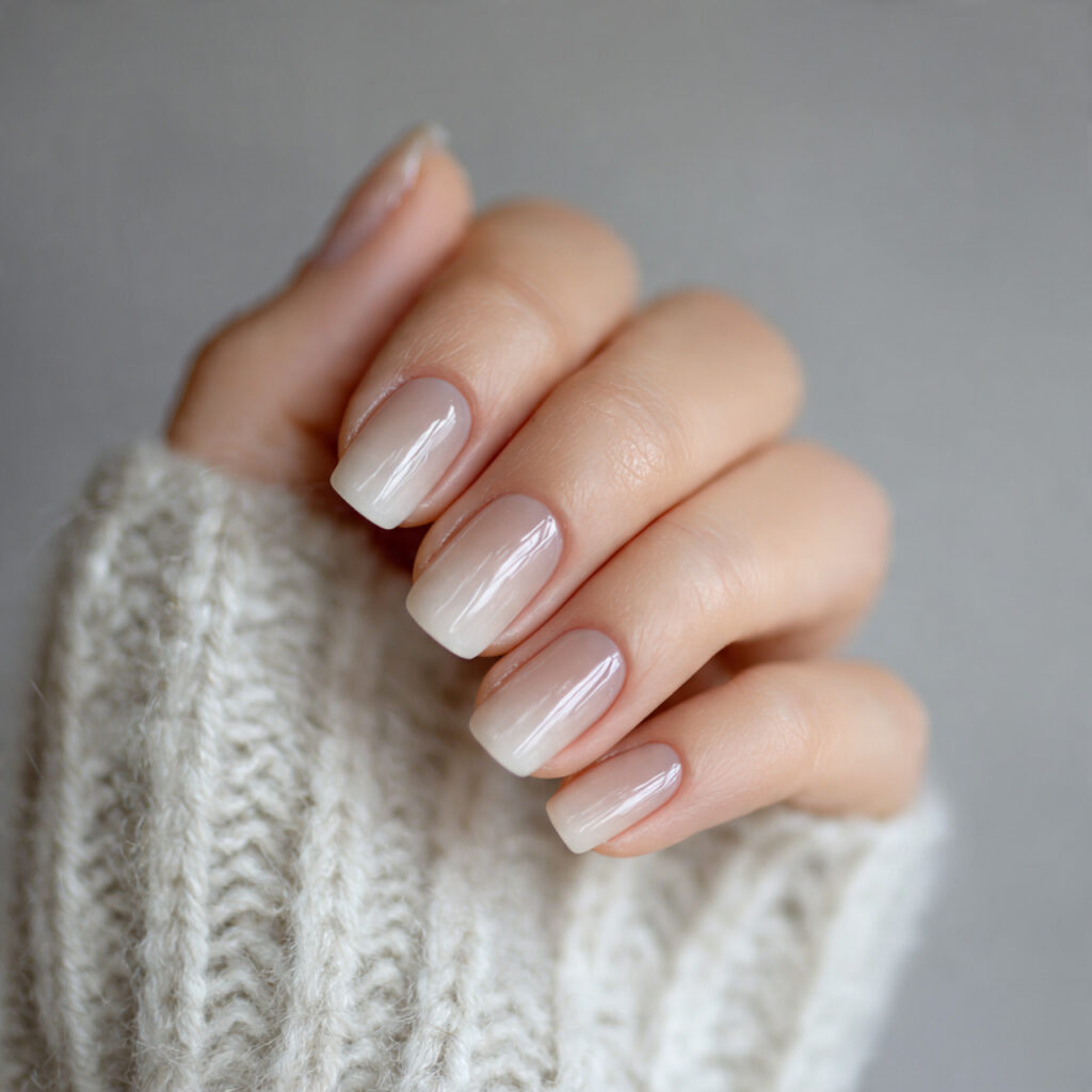 neutral ombre nails create a soft gradient