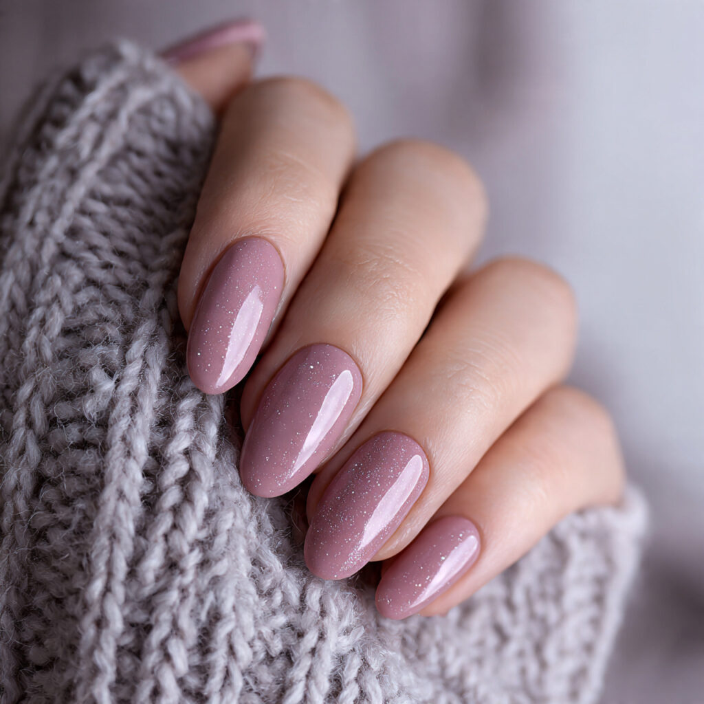 neutral rose winter valentine nails add gentle