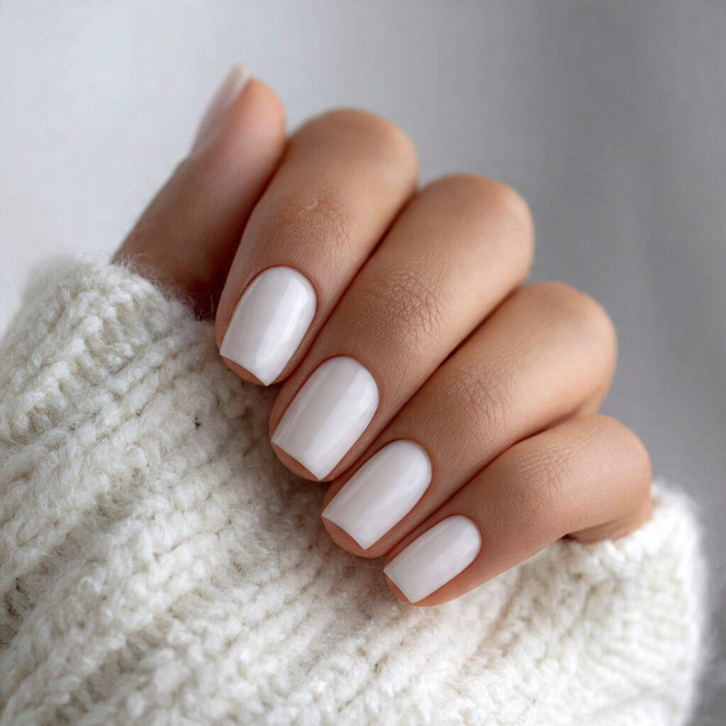 office friendly milky white january nails feel