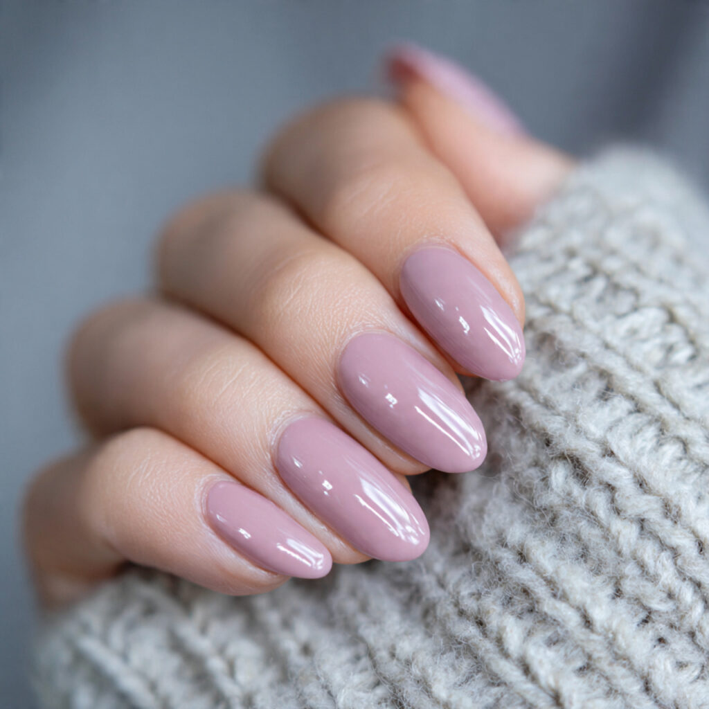 pale mauve winter valentine nails add subtle