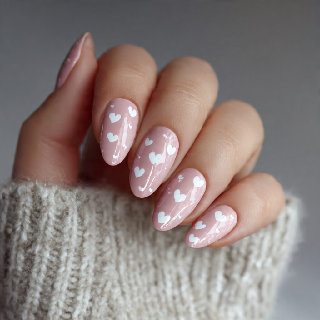 pale pink with white hearts creates sweet