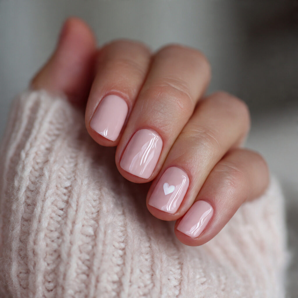 pale rose short valentine nails add a