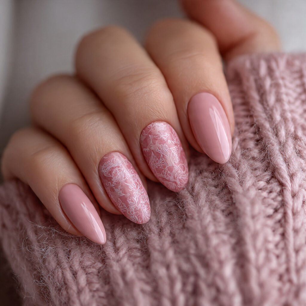 pale rose tone creates romantic valentine nails
